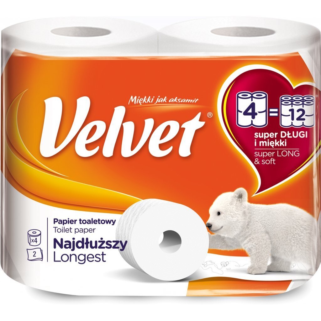 

Туалетная бумага Velvet Экстра лонг 2 слоя 4 рулона