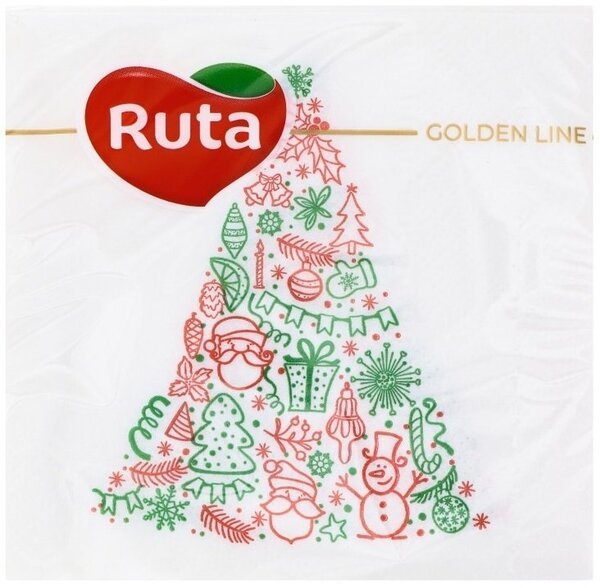 

Салфетки "Ruta" 24х24 40л 2ш Елка новогодняя с печатью