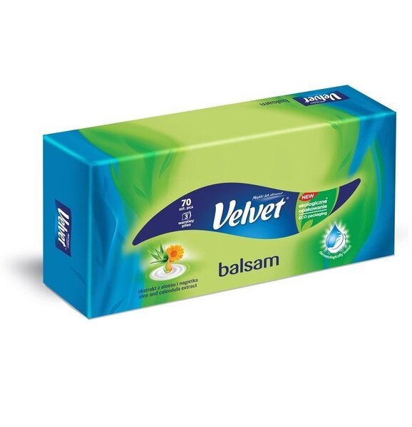 

Салфетки Velvet "Бальзам" 3 слоя с ароматом Алое и календулы 70 шт