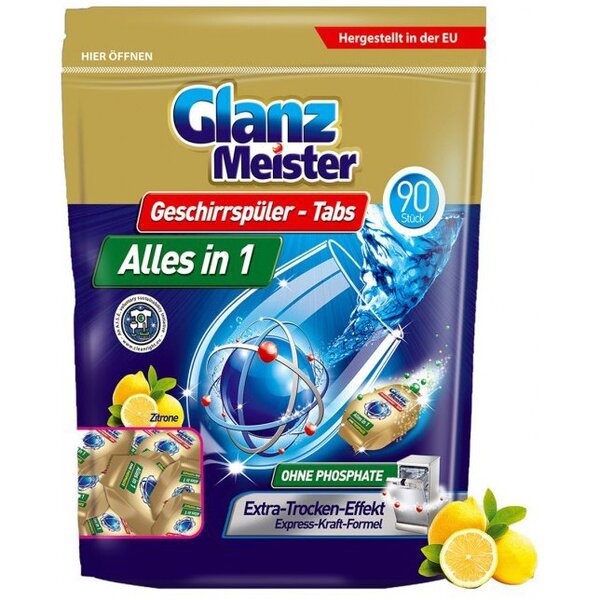 

Glanz Meister Таблетки для посудомоечных машин Dishwasher Tablets Doypack 16gx90szt=1440g