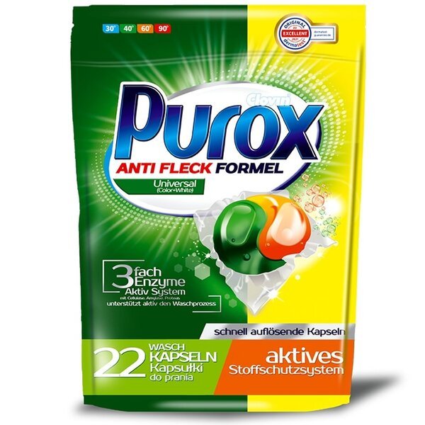 

Purox Гелевые капсулы для стирки Universal Color&White washing Duo Caps Doypack 720g 40psc x 18g