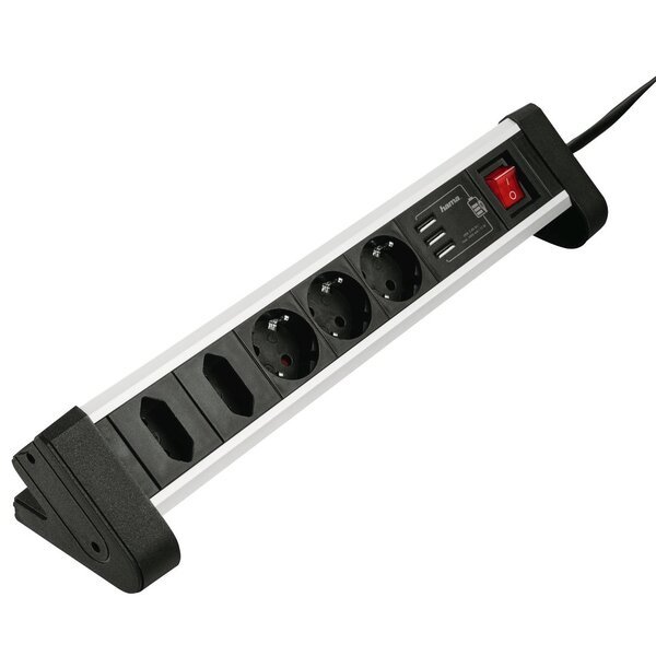 

Сетевой удлинитель Hama Tabletop 5XSocket 3 USB 3A*1.5мм ws 1.5м Black (00137202)