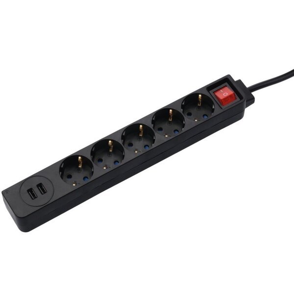 

Сетевой удлинитель Hama Jack 5XSocket 2 USB 3.4A*1.5мм ws 1.5м Black (00137351)