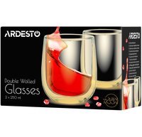 Набір чашок Ardesto Golden Moon з подвійними стінками, 250 мл, 2 шт (AR2625GG)