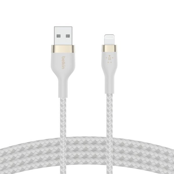 

Кабель Belkin USB-A - Lightning витой, силиконовый, с ремешком на магните, 3м, белый