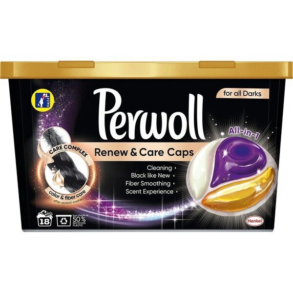 

Perwoll Стиральные капсулы Для темных и черных вещей 18 циклов стирки 18шт