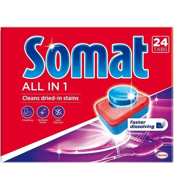

Таблетки для посудомоечных машин Somat All in one 24шт