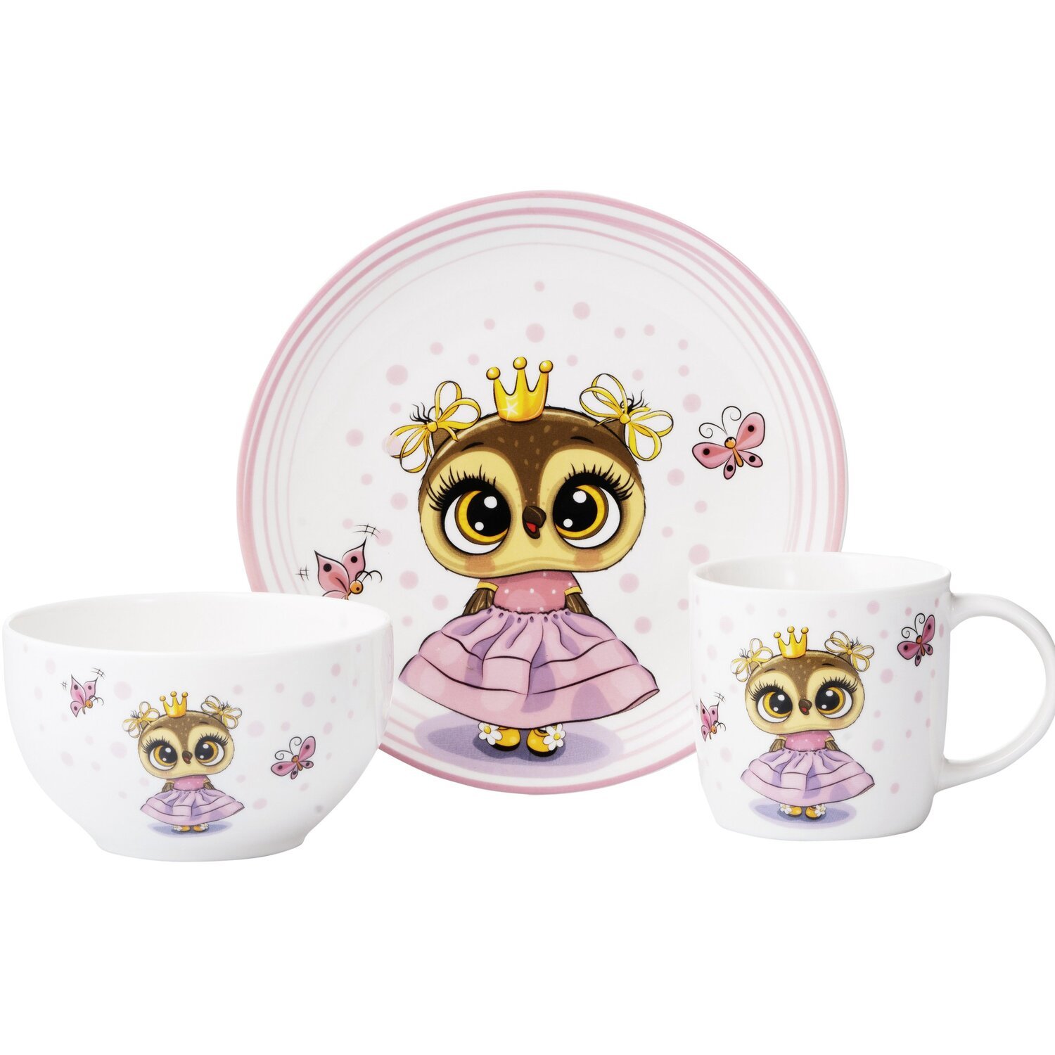 Комплект посуду Ardesto Princess Owl порцеляна 3 предмети (AR3453OS) (1561073)