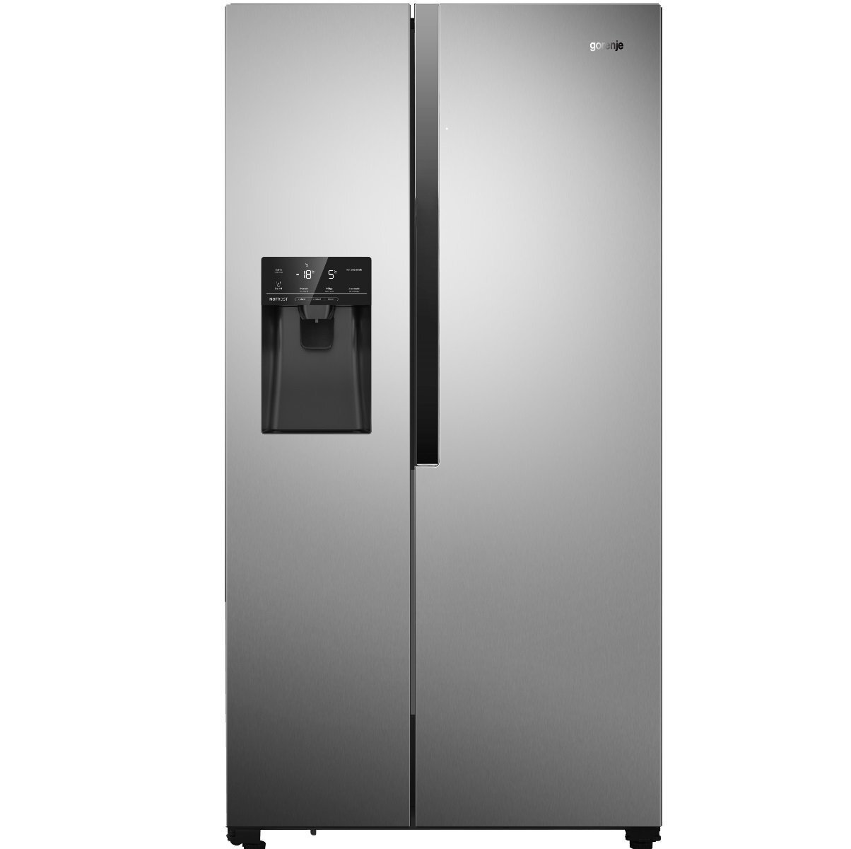 Холодильник SBS Gorenje NRS9182VX, 179x68x91см, 2 дв., Х- 368л, М- 167л, A++, NF, Інвертор, диспенсер, Дисплей, Сріблястий (1493115)