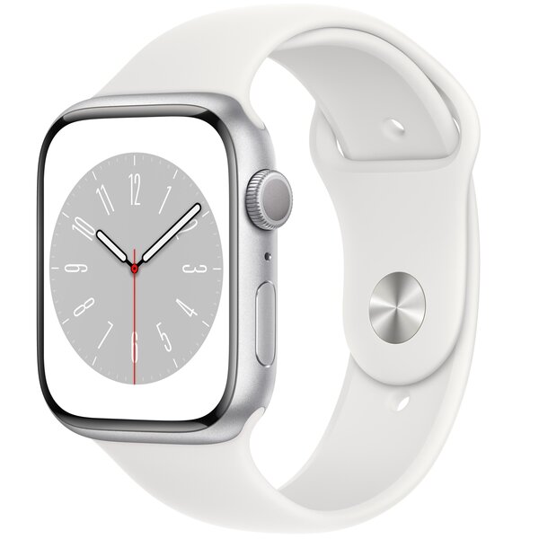

Смарт-часы Apple Watch Series 8 GPS 45mm Silver Aluminium Case with White Sport Band