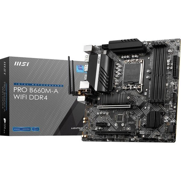 

Материнcкая плата MSI PRO B660M-A WIFI DDR4 s1700 B660 4xDDR4 M.2 HDMI-DP mATX