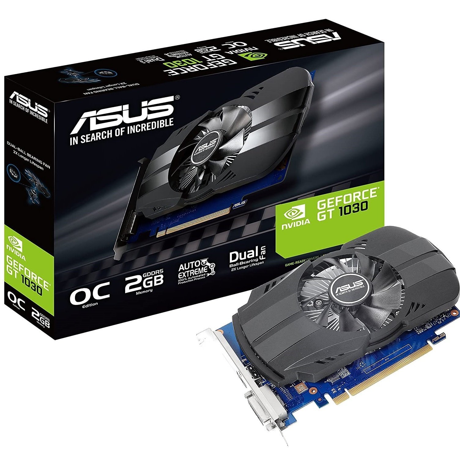 Видеокарта ASUS GeForce GT1030 2GB GDDR5 PH OC PH-GT1030-O2G (90YV0AU0-M0NA00) фото 1