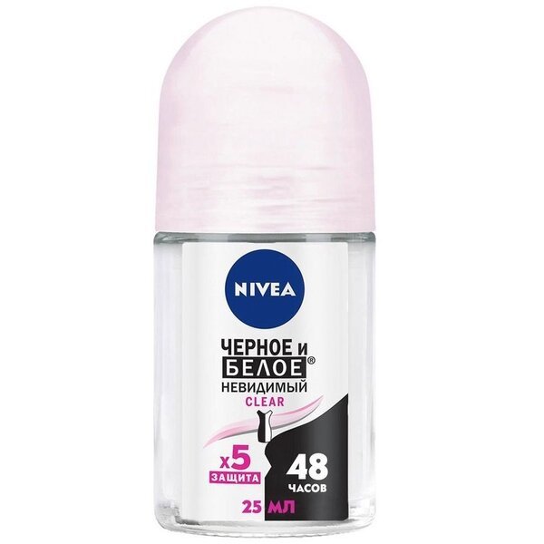 

Дезодорант-антиперспирант Nivea Черное и Белое Невидимый Clear Шариковый 25мл