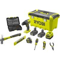 Шуруповерт-дриль RYOBI R18PD3-220TAH з набором ручного інструменту та оснащенням, з toolbox, АКБ 2х2Аг (5133005506)