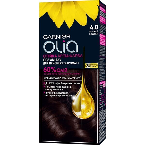

Краска для волос Garnier Olia Базовая линейка оттенок 4.0 Темный каштан
