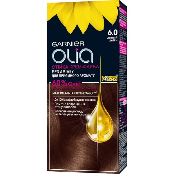 

Краска для волос Garnier Olia Базовая линейка оттенок 6.0 Светлый шатен