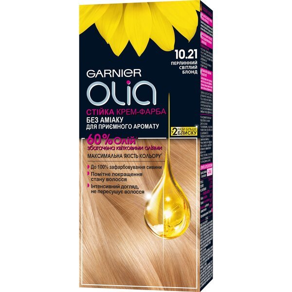 

Краска для волос Garnier Olia Базовая линейка оттенок 10.21 Жемчужный светлый блонд