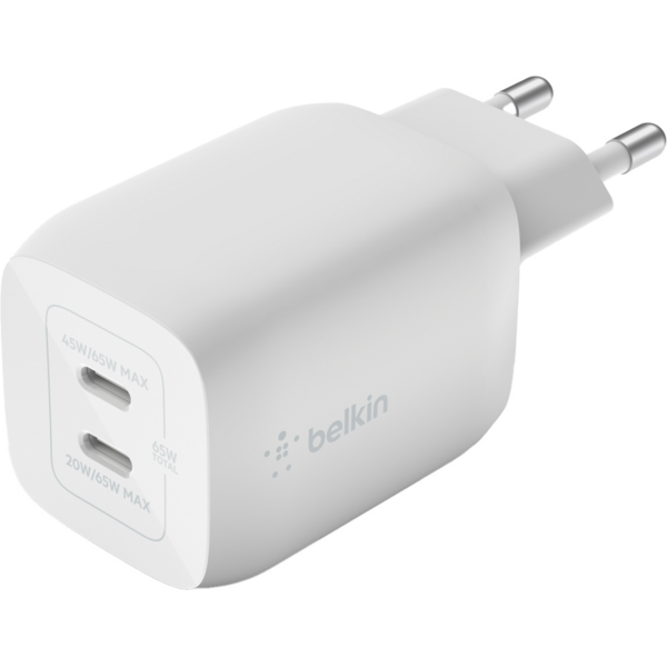 

Сетевое ЗУ Belkin Home Charger 65W GAN PD PPS Dual USB-С - USB-С 2m (WCH013VF2MWH-B6)