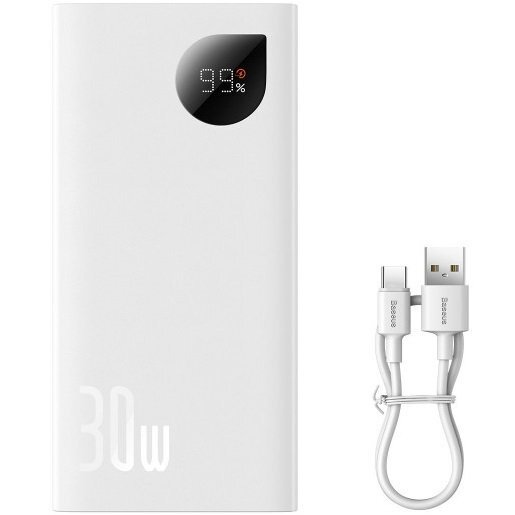 Акция на Портативное зарядное устройство Power Bank Baseus 10000mAh 30W Adaman2 2хUSB/USB-C White от MOYO