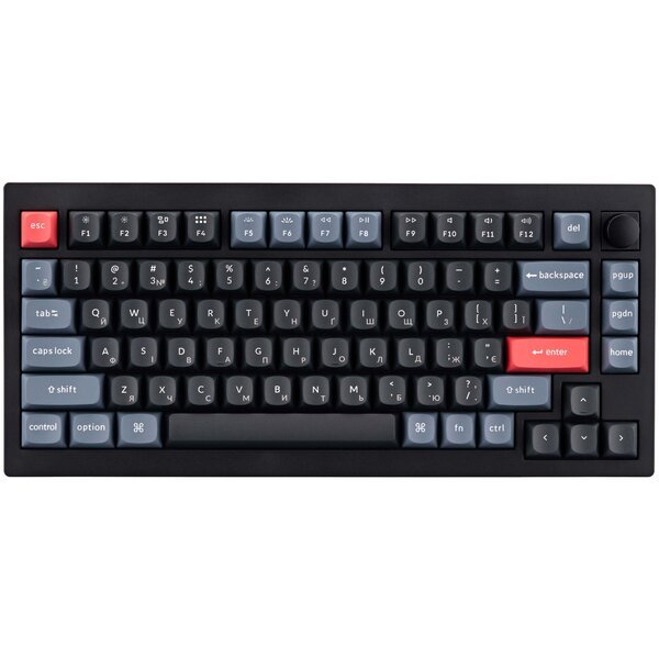 Акция на Клавиатура Keychron V1 84 Key QMK Gateron G PRO Blue Hot-Swap RGB Knob Carbon Black  (V1D2_Keychron) от MOYO