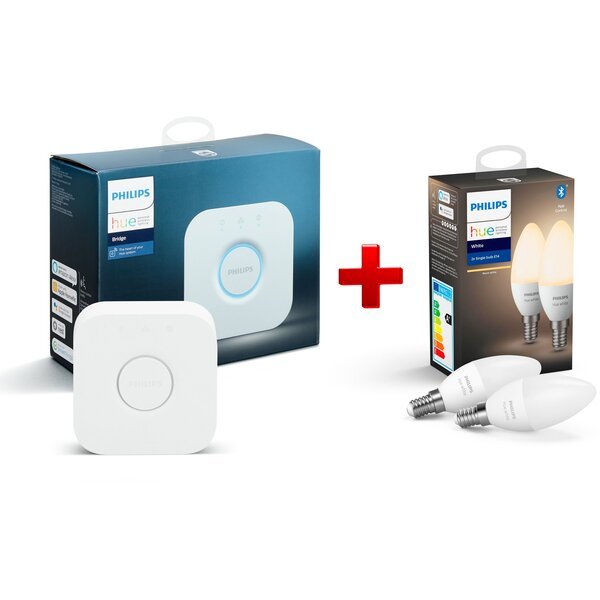 

Набор Philips Hue (Bridge, лампа E14 White 2шт) (BRIDGE+E14W_2P)