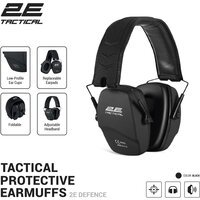 Тактичні захисні навушники 2E Defence Black NRR: 25 dB, пасивні (2E-TPE016BK)