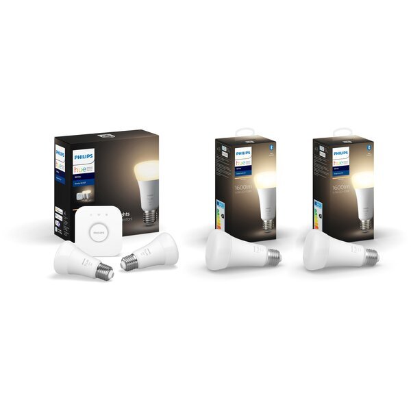 Набор Philips Hue (Bridge, лампа E27 White 2 шт, лампа E27 15.5W White ...