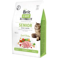 Сухой корм для пожилых кошек с избыточным весом Brit Care Cat GF Senior Weight Control с курицей, 0,4кг