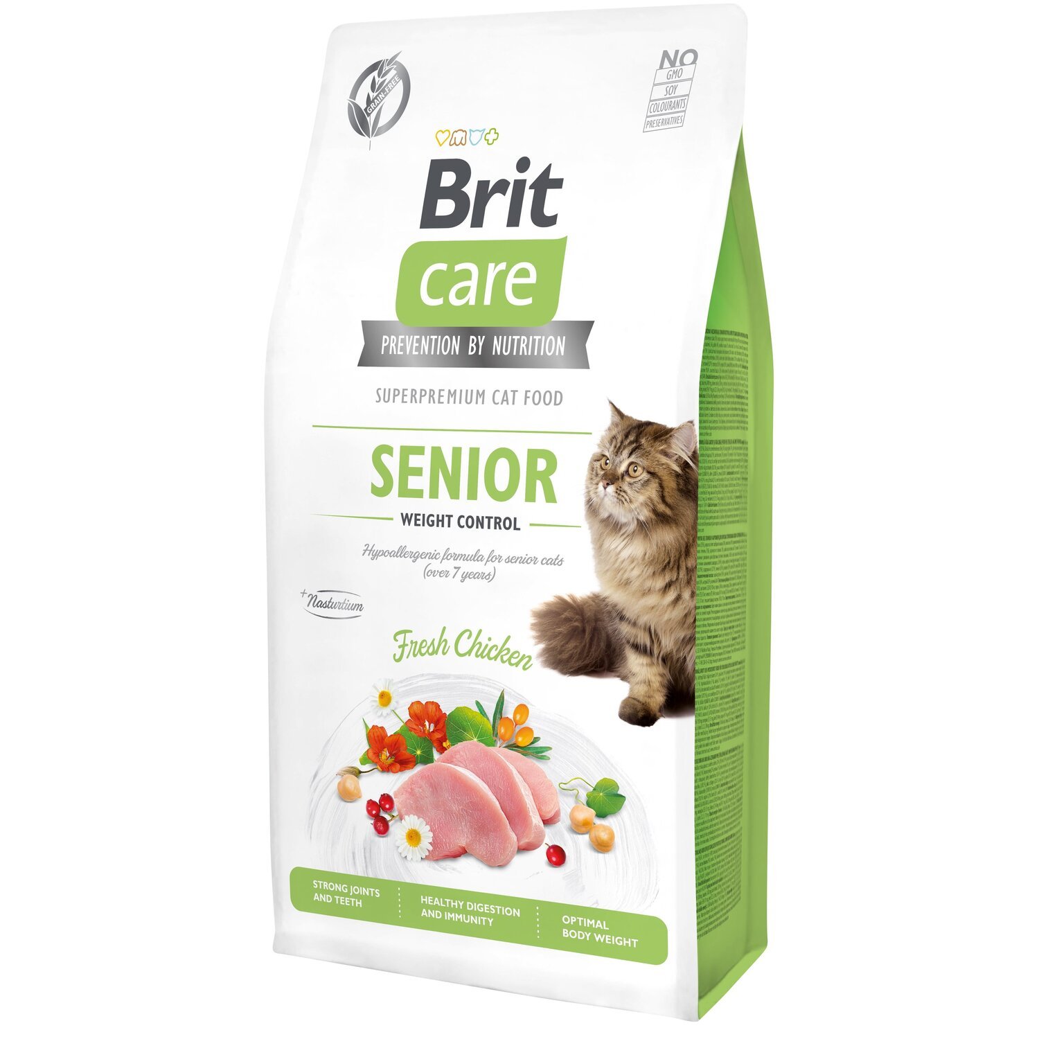 Сухий корм для кішок з надмірною вагою Brit Care Cat GF Senior Weight Control з куркою, 7кгфото