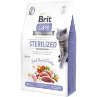 Сухий корм для стерилізованих котів та котів з надмірною вагою Brit Care Cat GF Sterilized Weight Control з качкою та індичкою