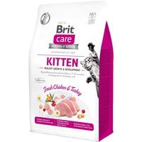Сухой корм для котят Brit Care Cat GF Kitten Growth & Developmen с курицей и индейкой, 0,4кг