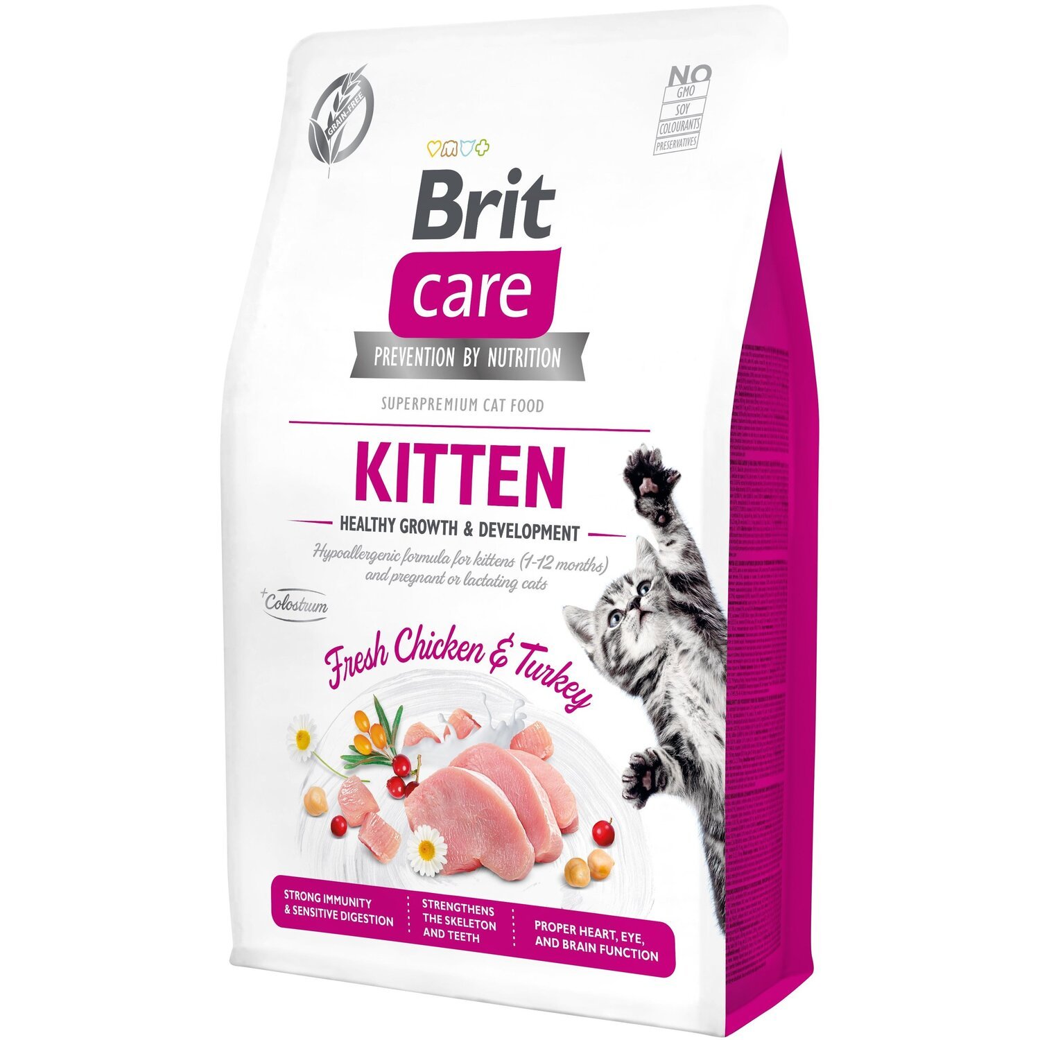 Сухий корм для кошенят Brit Care Cat GF Kitten Growth &amp; Developmen з куркою та індичкою, 2кгфото