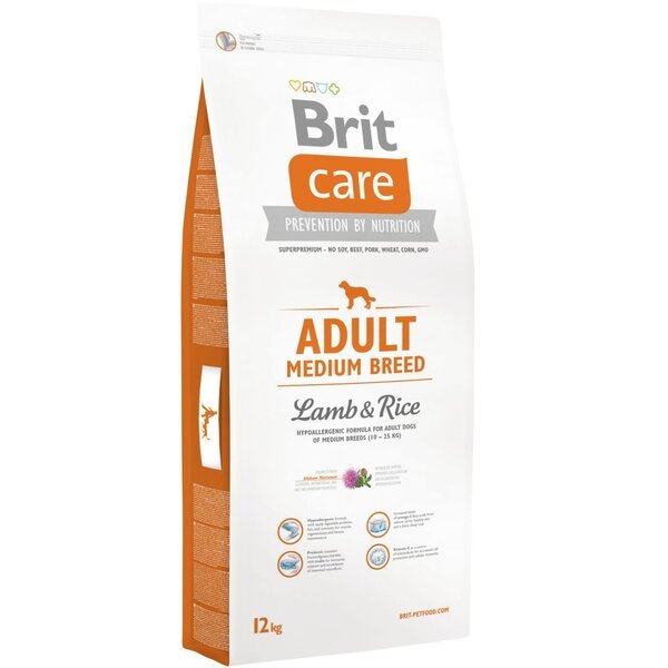 

Сухой корм для взрослых собак средних пород Brit Care Adult Medium Breed Lamb & Rice 12 кг