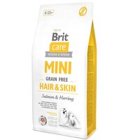 Сухой корм для взрослых собак миниатюрных пород Brit Care Mini Grain Free Hair & Skin 7 кг