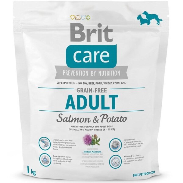 

Сухой корм для собак весом до 25 кг Brit Care GF Adult Salmon & Potato 1 кг