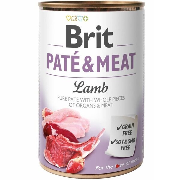 

Влажный корм для собак Brit Paté and Meat Dog 400г с ягненком