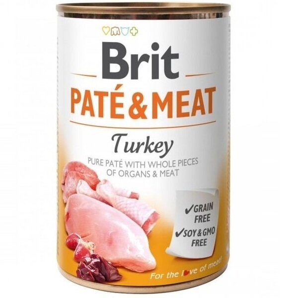

Влажный корм для собак Brit Paté and Meat Dog 400г с индейкой