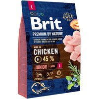 Сухой корм для щенков и молодых собак крупных пород Brit Premium Junior L со вкусом курицы 3 кг
