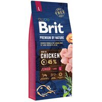 Сухой корм для щенков и молодых собак крупных пород Brit Premium Junior L со вкусом курицы 15 кг
