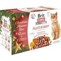 Рождественский набор влажного корма для кошек Brit Care Cat филе в соусе 85 г 12 + 1 шт