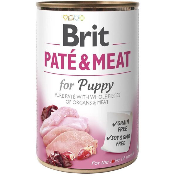 

Влажный корм для собак Brit Paté & Meat Puppy с индейкой и курицей, 400г