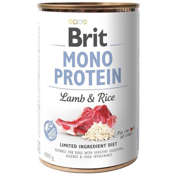 

Влажный корм для собак Brit Mono Protein Dog 400г с ягненком и темным рисом