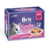 Набір паучів для котів Brit Premium Cat сімейна тарілка в желе 12 шт х 85г