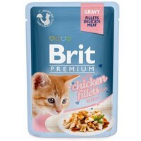 Вологий корм Brit Premium pouch 85г філе курки в соусі д/кошенят