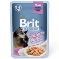 Вологий корм Brit Premium pouch 85г філе лосося в соусі д/стерилізованих