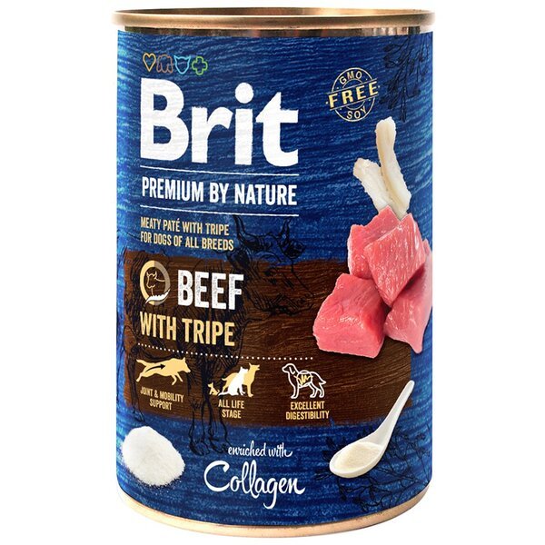 

Консерва для собак Brit Premium 800г говядина с требухой