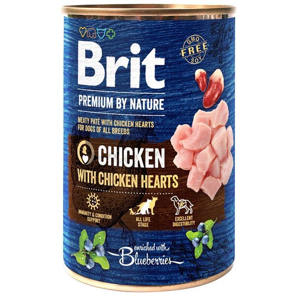 

Консерва для собак Brit Premium 800г курица с куриным сердцем