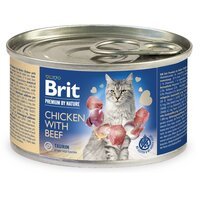 Вологий корм для котів Brit Premium by Nature 200г курка з яловичиною