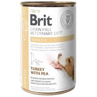 Консерва для собак Brit GF Veterinary Diets при печеночной недостаточности, индейка и горох 400г