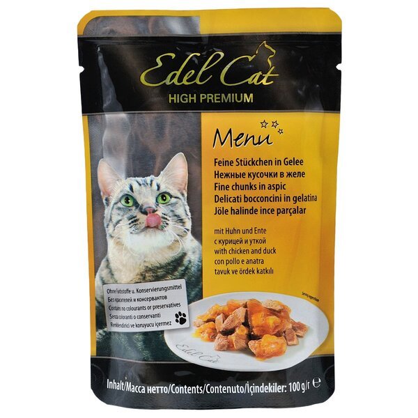 

Влажный корм для кошек Edel Cat pouch 100г. курица и утка в желе